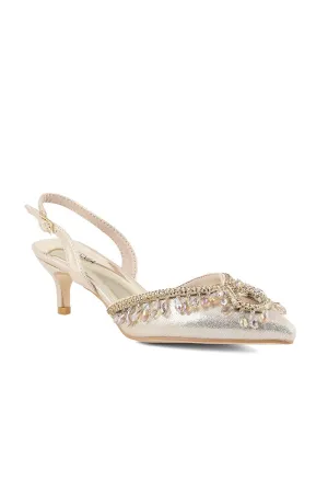 Party Wear Sling Back I47213-Golden