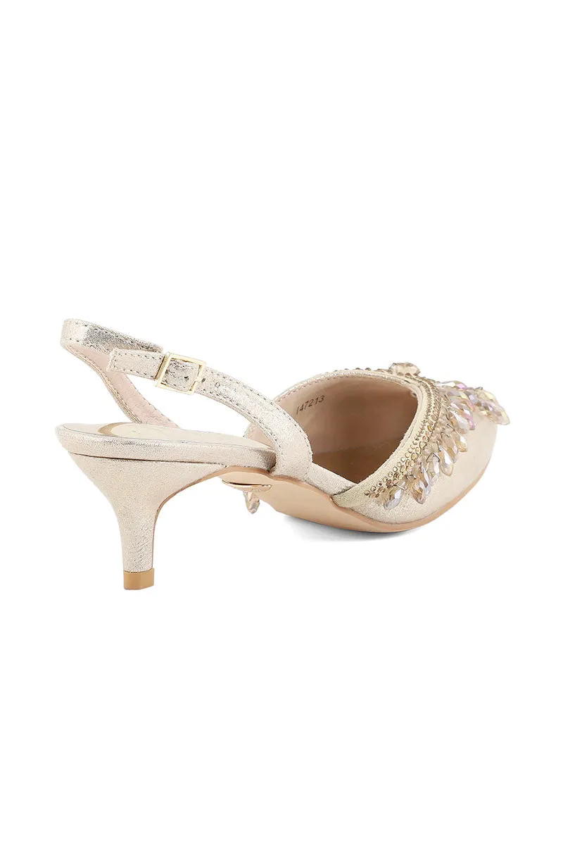 Party Wear Sling Back I47213-Golden