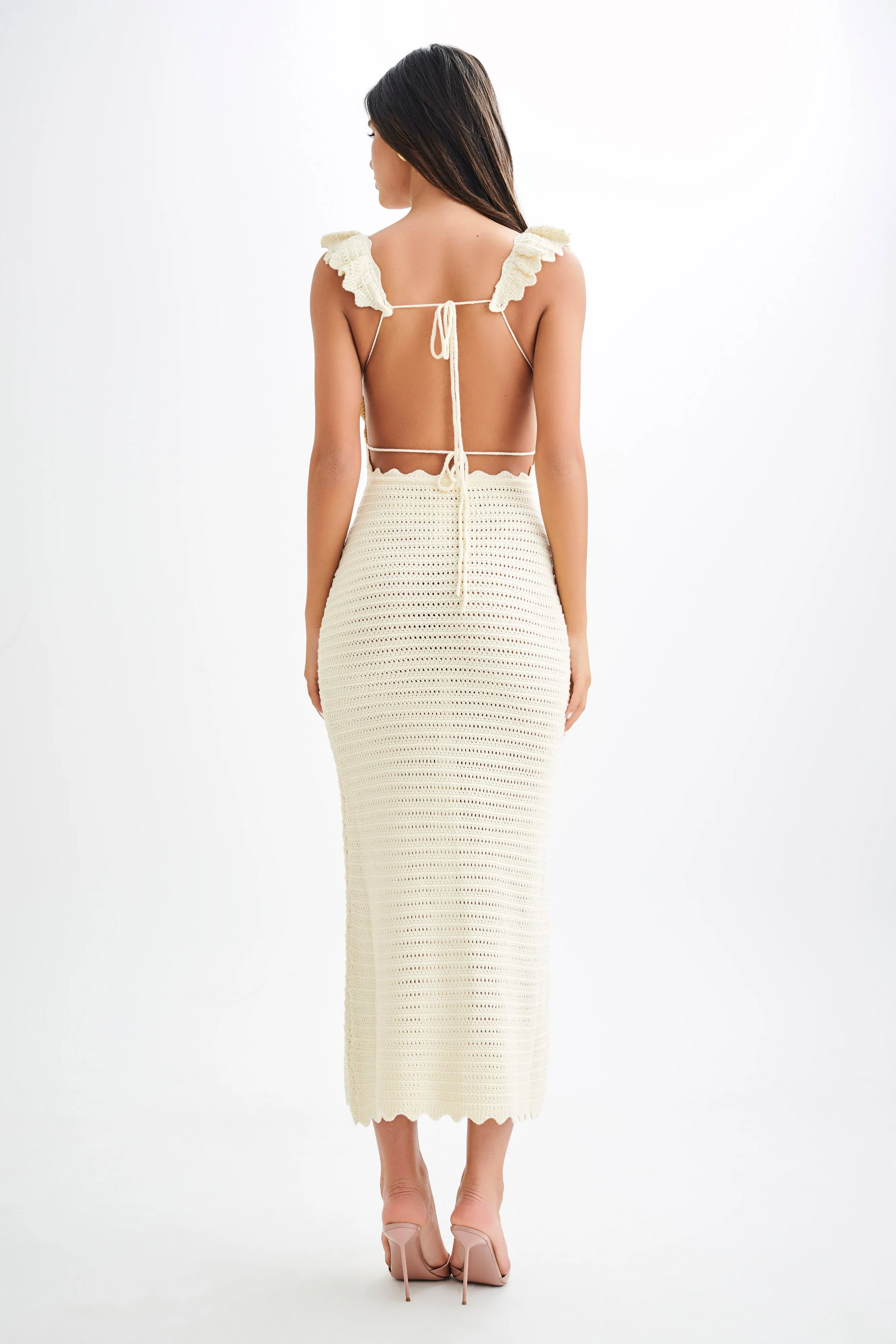 Perpetua Knit Contrast Maxi Dress - Cream