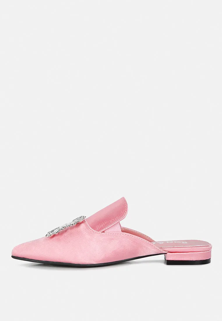 Perrine Diamante Brooch Slip On Mules