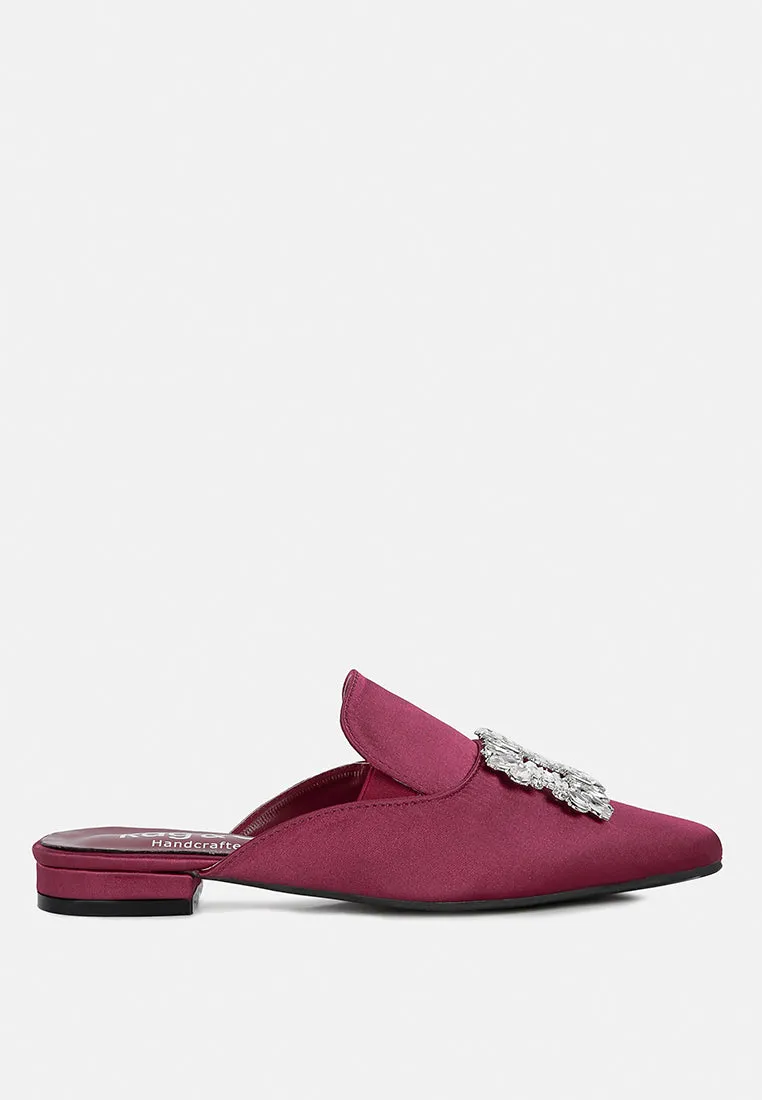 Perrine Diamante Brooch Slip On Mules