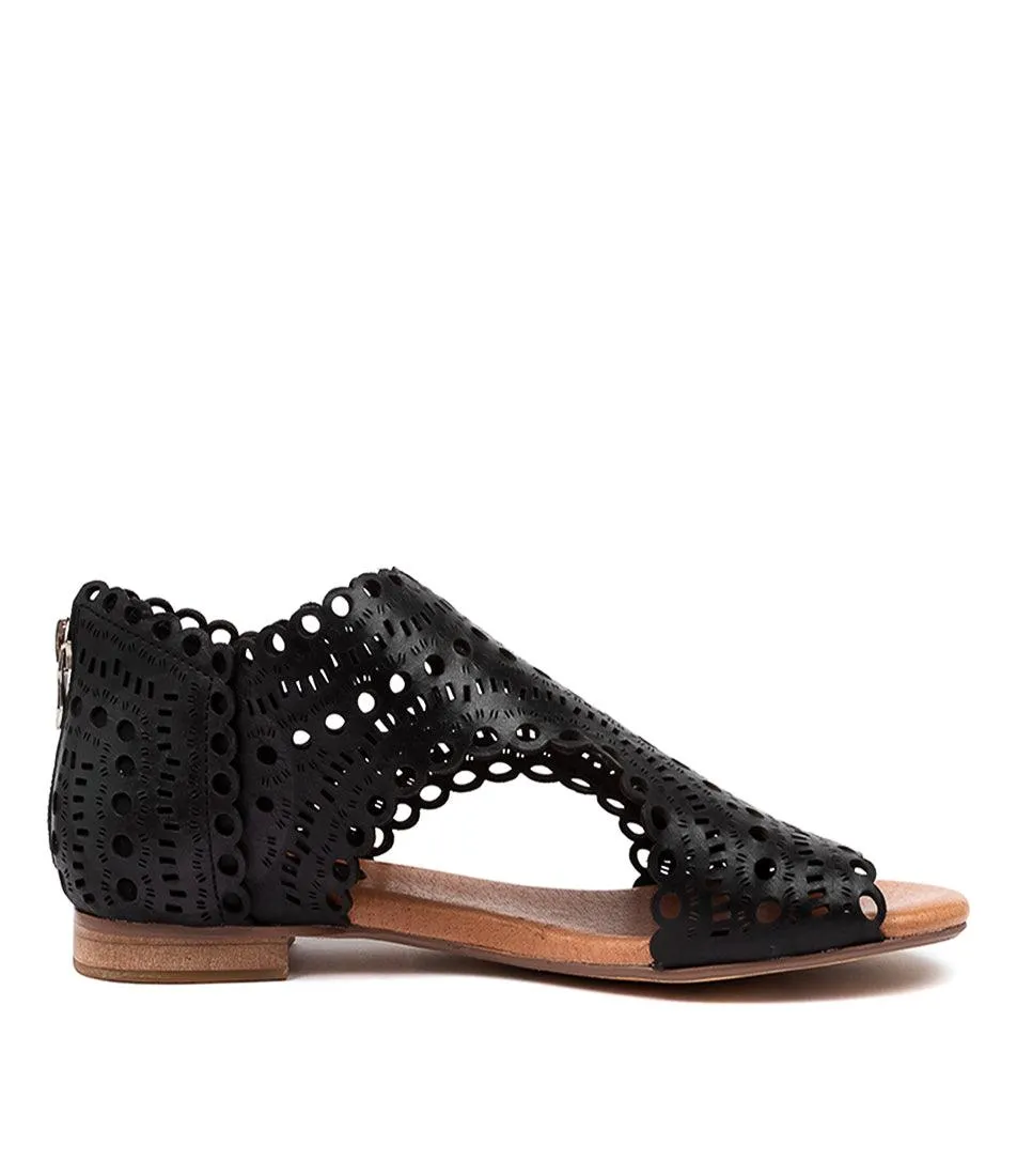 Powers Black Leather Sandals