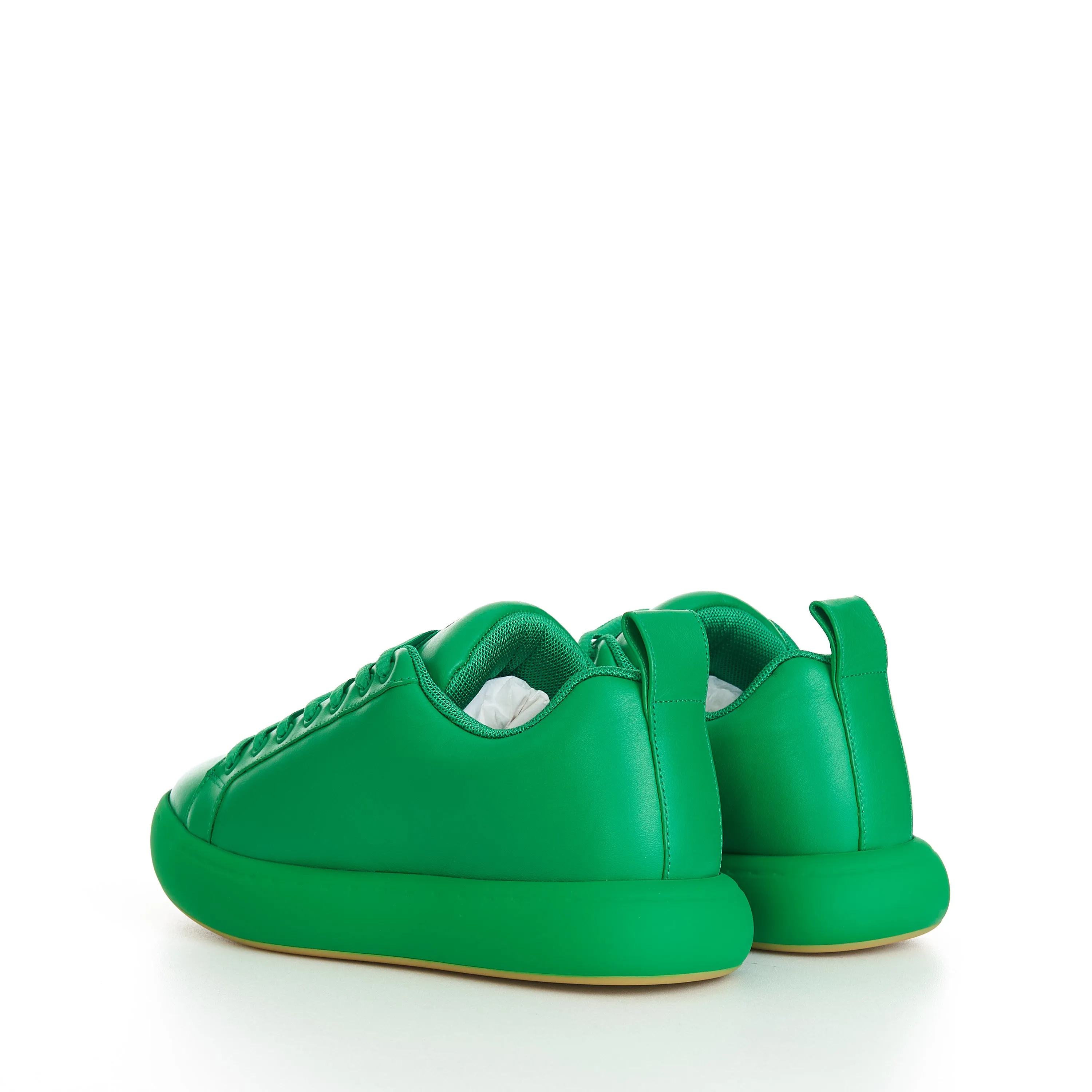 "Pillow" Lace-up Sneakers In Parakeet Green Padded Leather