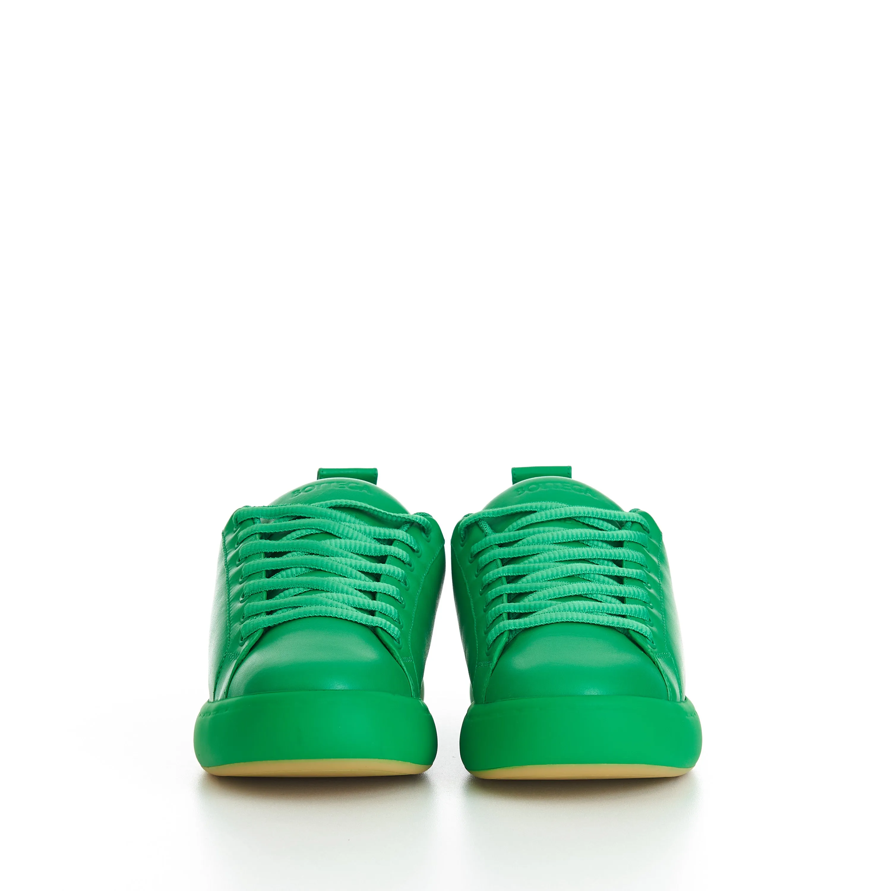 "Pillow" Lace-up Sneakers In Parakeet Green Padded Leather