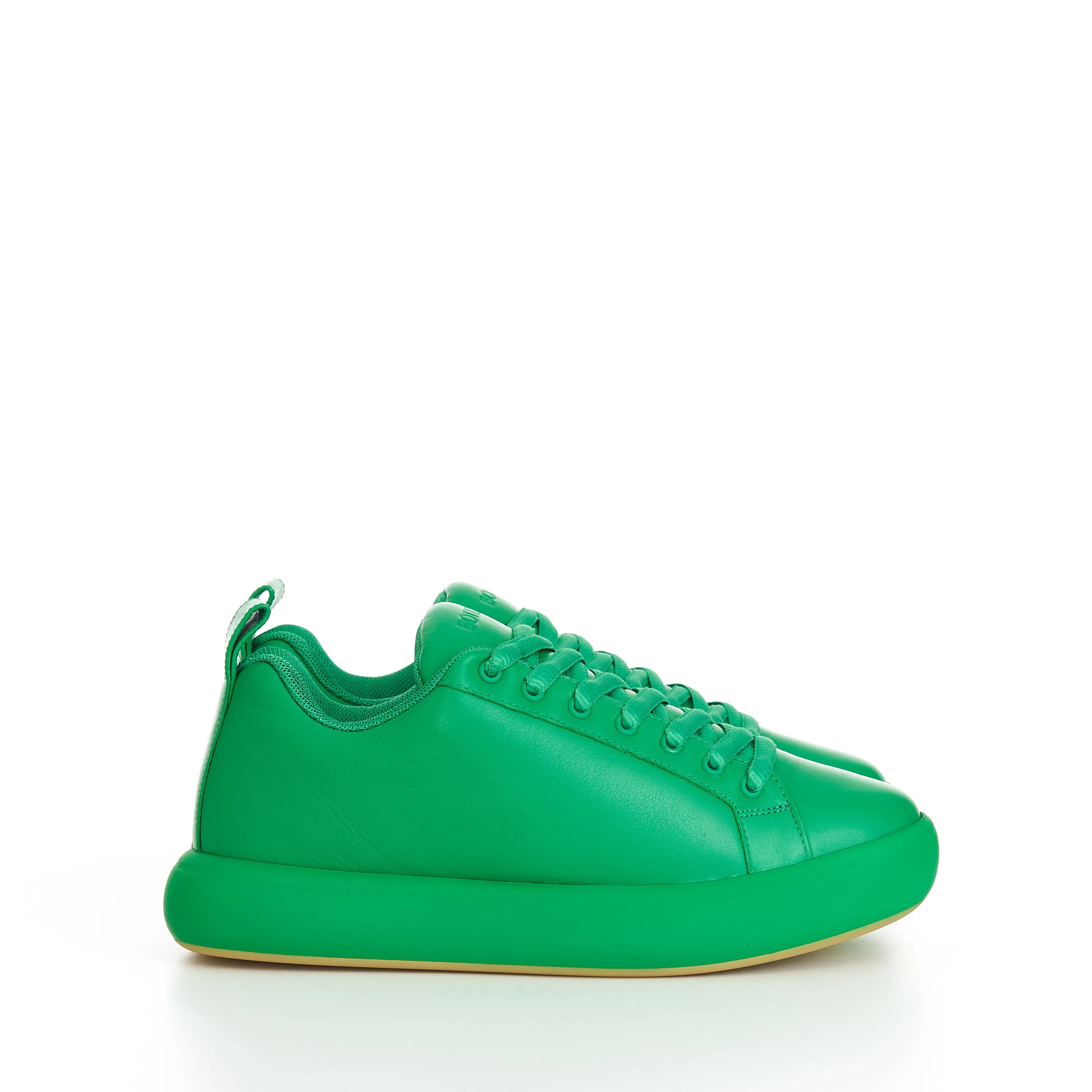 "Pillow" Lace-up Sneakers In Parakeet Green Padded Leather