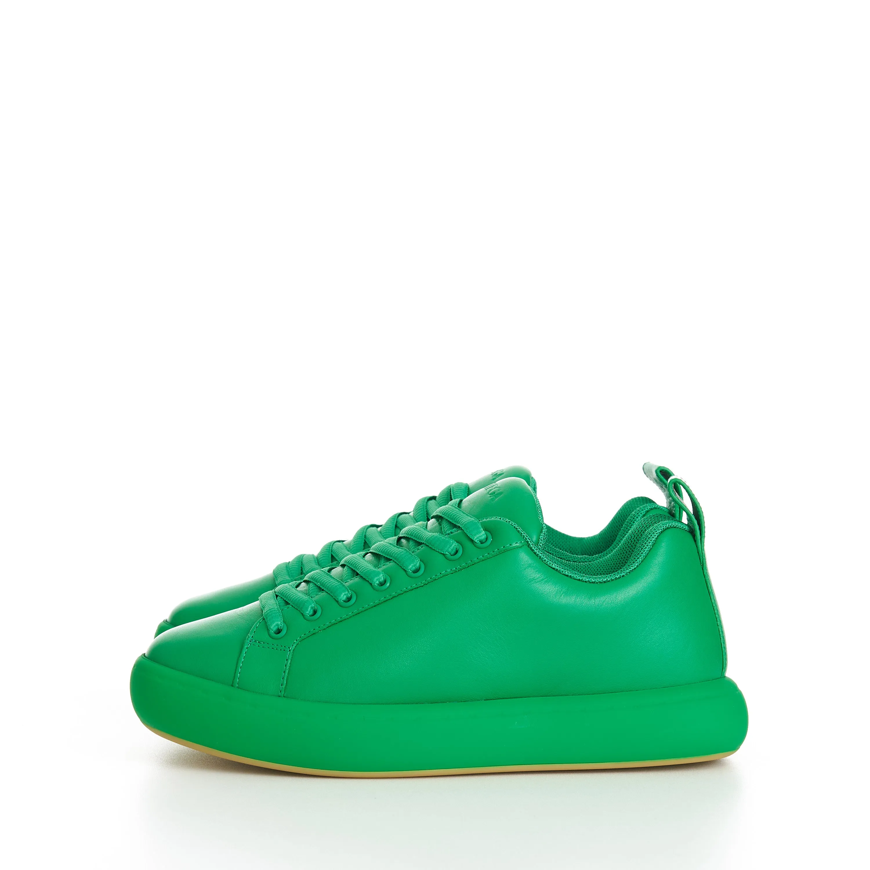 "Pillow" Lace-up Sneakers In Parakeet Green Padded Leather