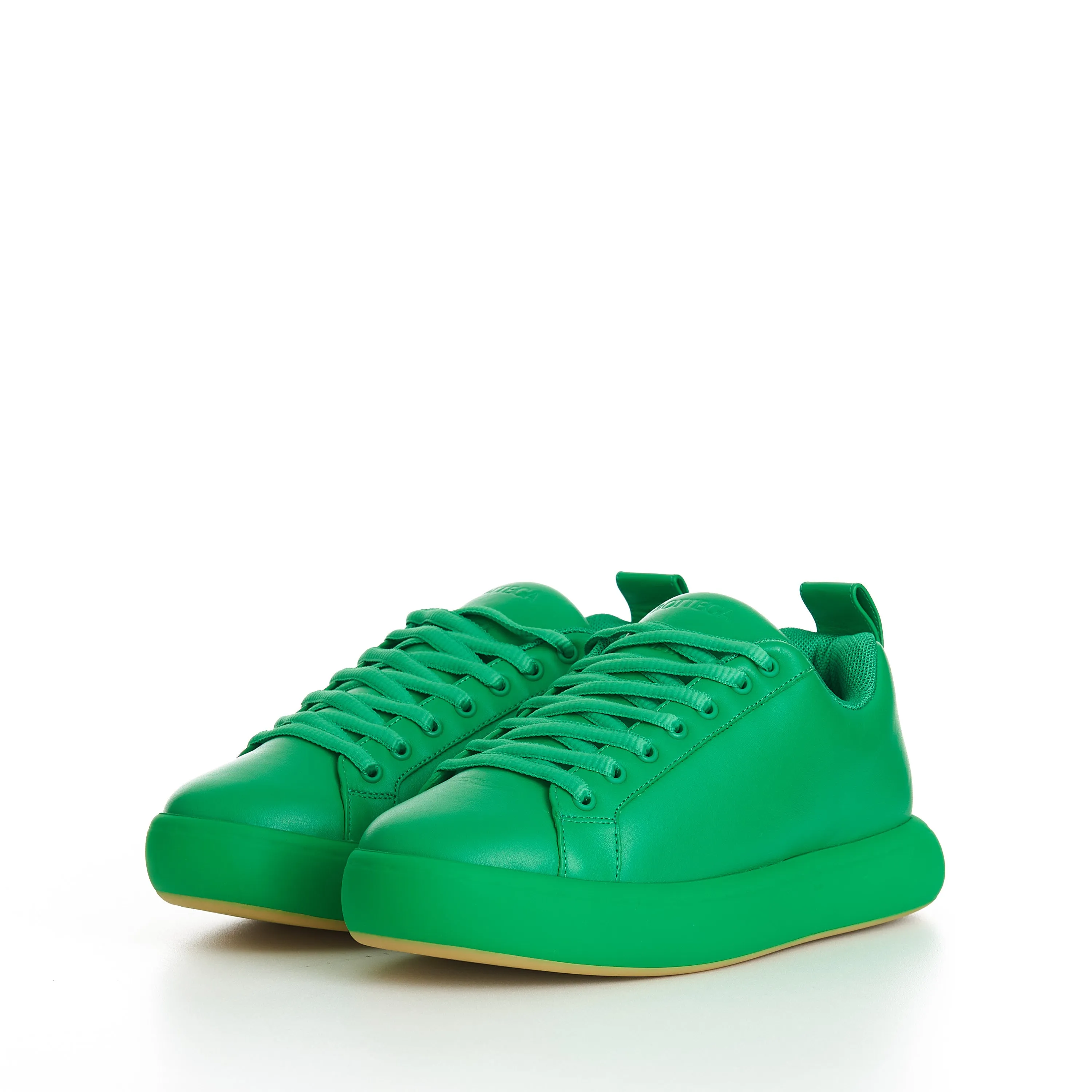 "Pillow" Lace-up Sneakers In Parakeet Green Padded Leather