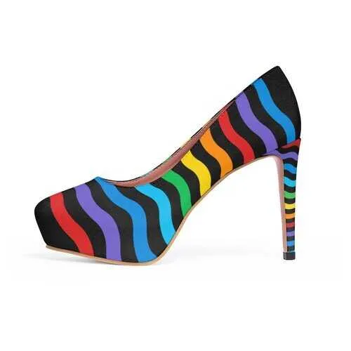 Rainbow Black Style Platform Shoes