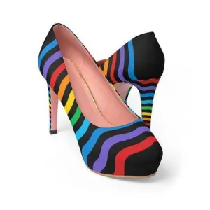 Rainbow Black Style Platform Shoes