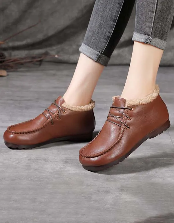 Round Head Comfortable Velvet Leather Flats