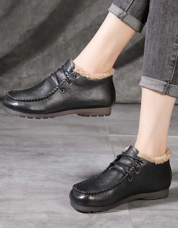 Round Head Comfortable Velvet Leather Flats