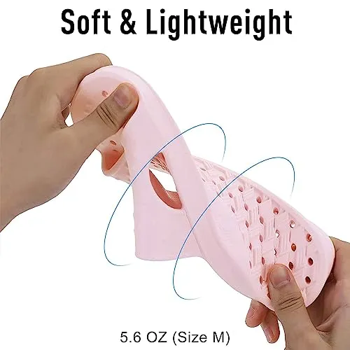 shevalues Shower Shoes for Women with Arch Support Quick Drying Pool Slides Lightweight Beach Sandals with Drain Holes, Pink-Update Version 8-9 Women / 6.5-7.5 Men