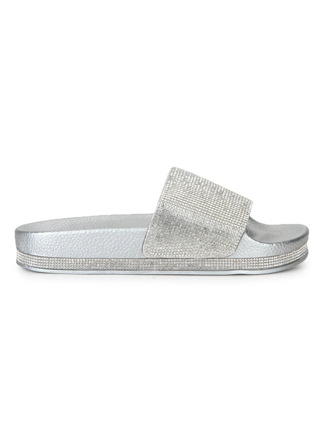 Silver Diamante Flats