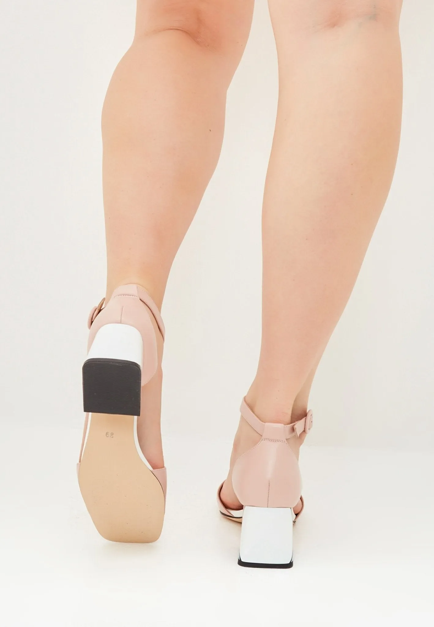 Sqaure Heel Sandals - Dust Pink