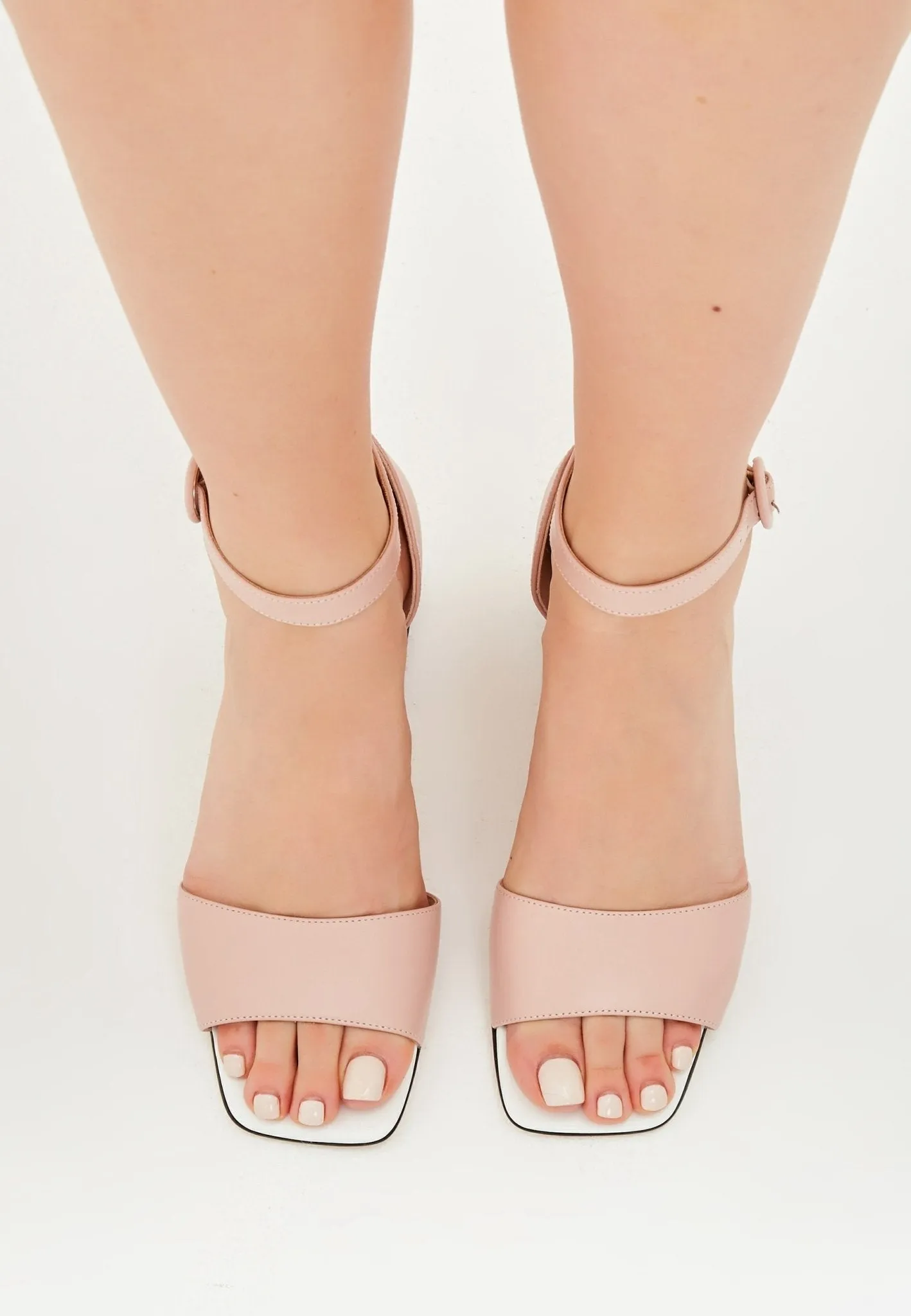 Sqaure Heel Sandals - Dust Pink