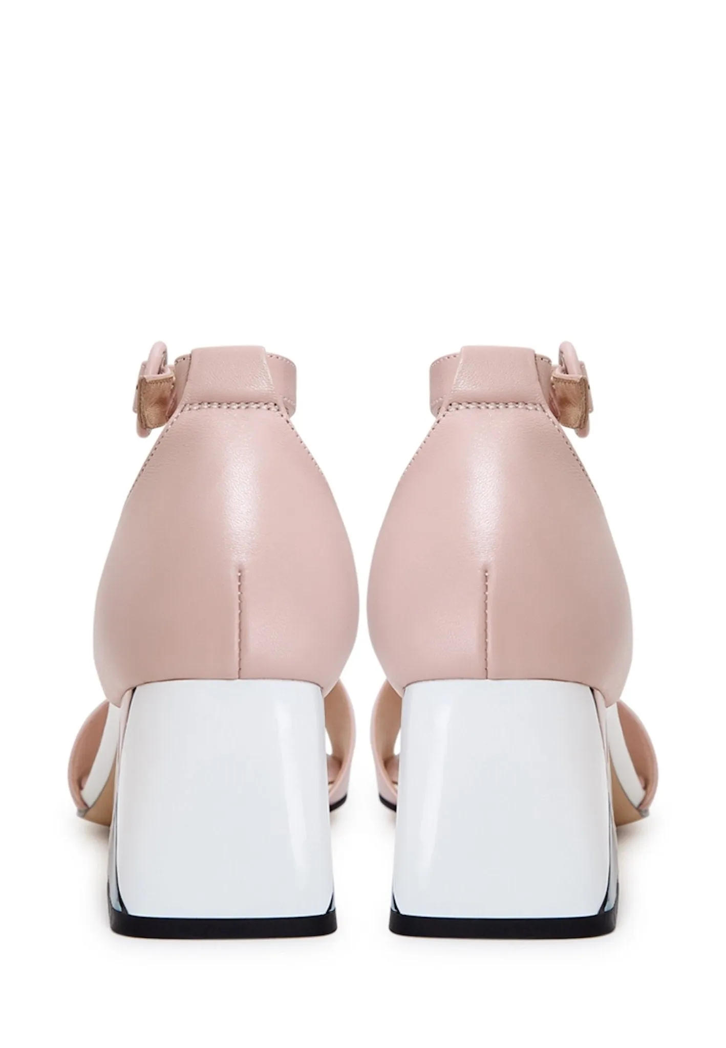 Sqaure Heel Sandals - Dust Pink