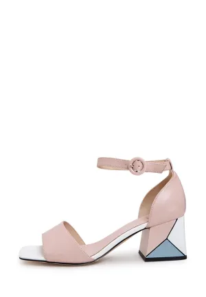 Sqaure Heel Sandals - Dust Pink