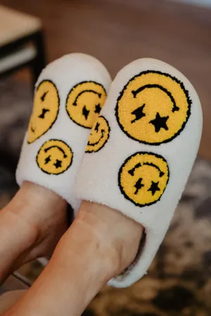 Star and Lightning Eyes Happy Faces Slippers for Women