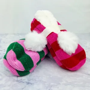 Stripe Pom Slipper Socks