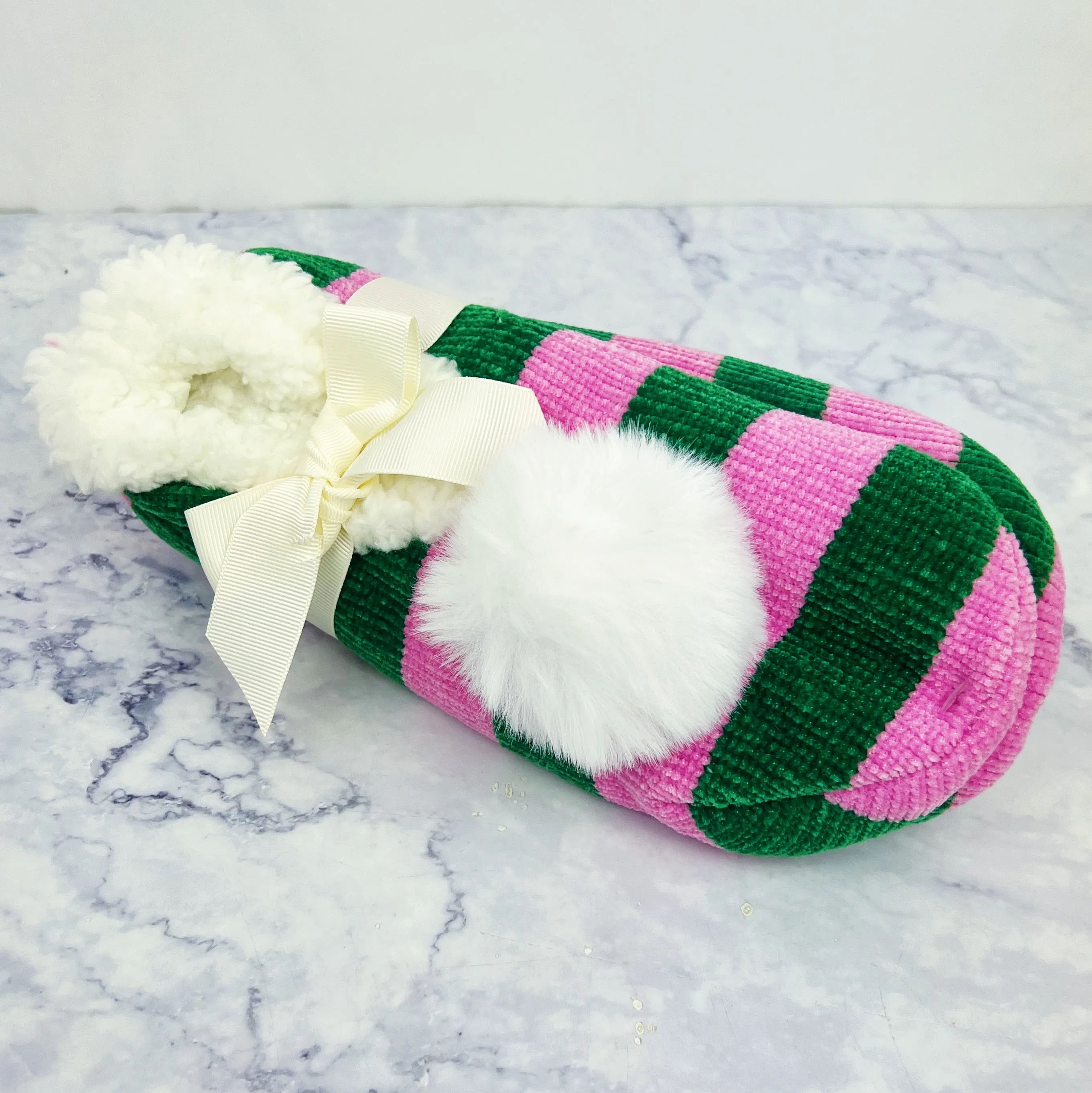 Stripe Pom Slipper Socks