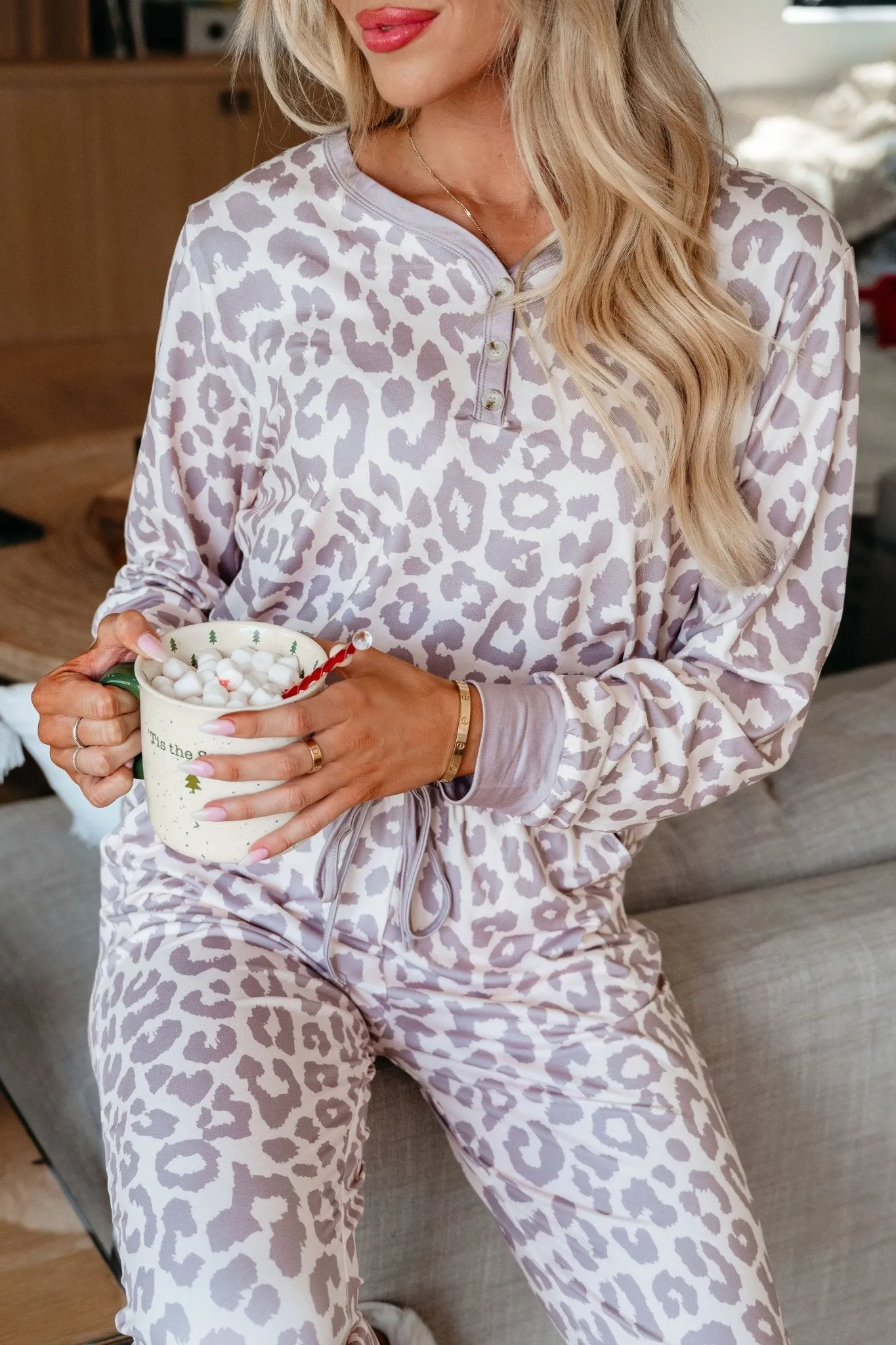 Super Soft Tan Leopard Print Pajama Set