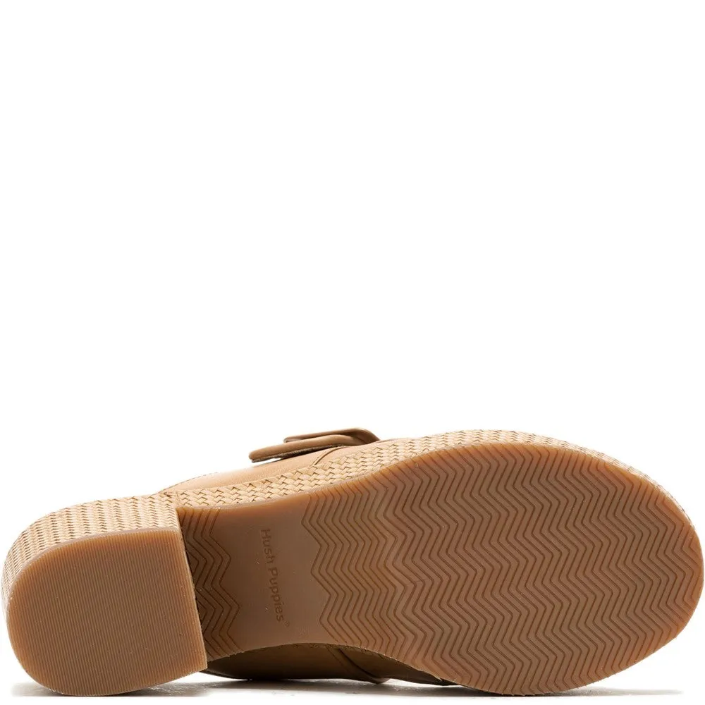 Tan Poppy Buckle Slides