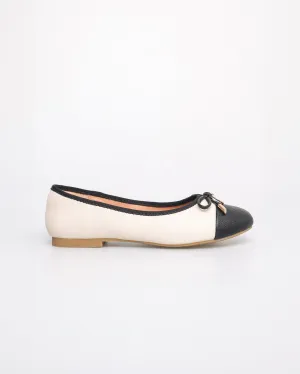 Tomaz FL048 Ladies Ribbon Two Tones Flats (Beige/Black)