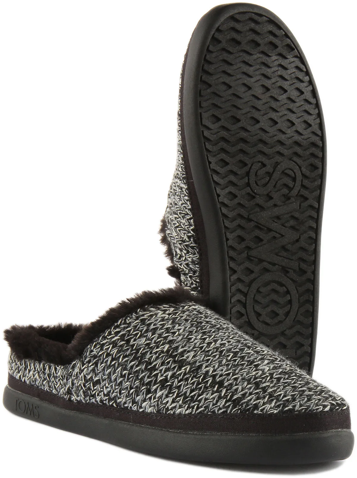 Toms Sage In Black Knitted Slipper For Women