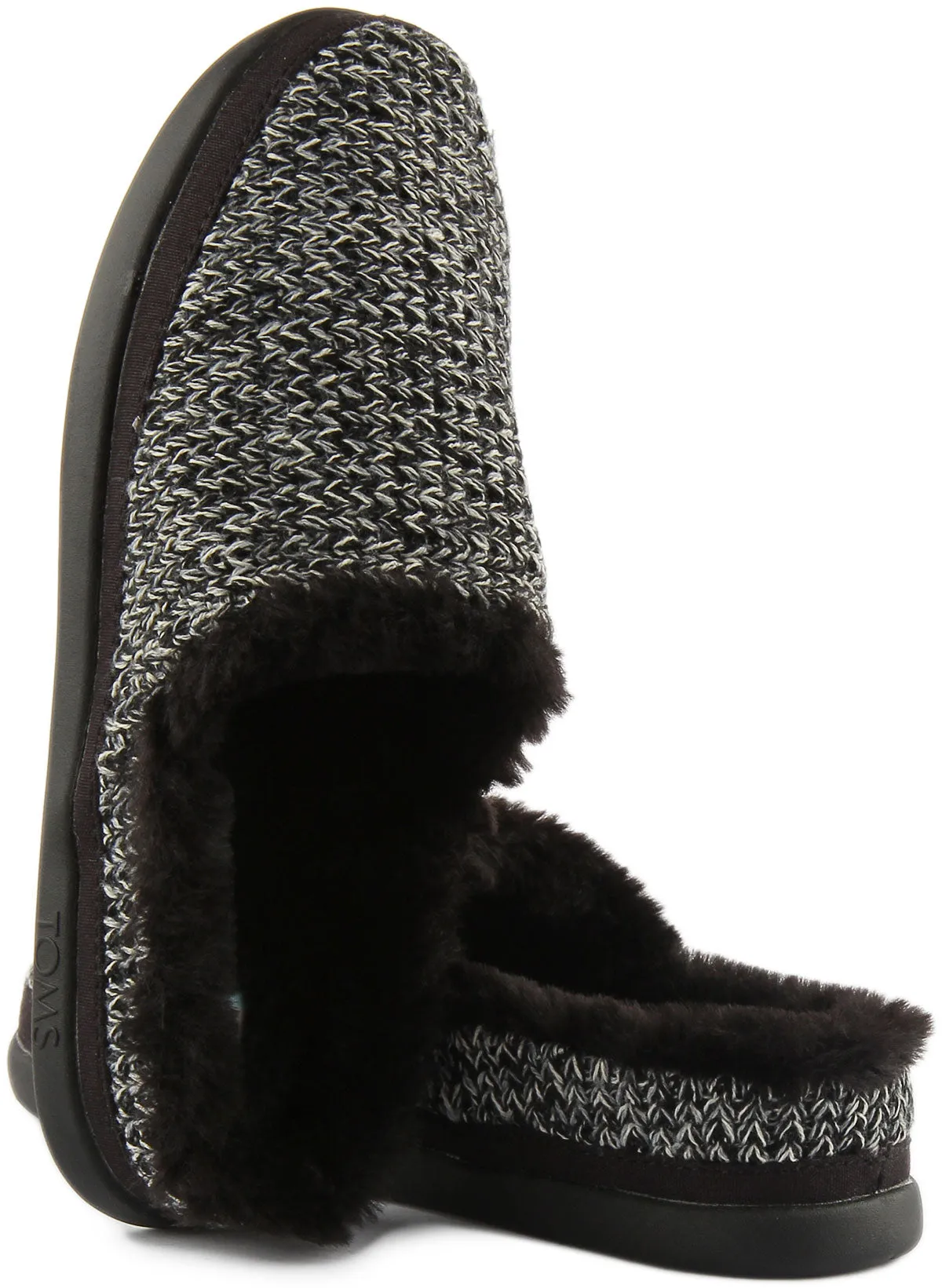 Toms Sage In Black Knitted Slipper For Women