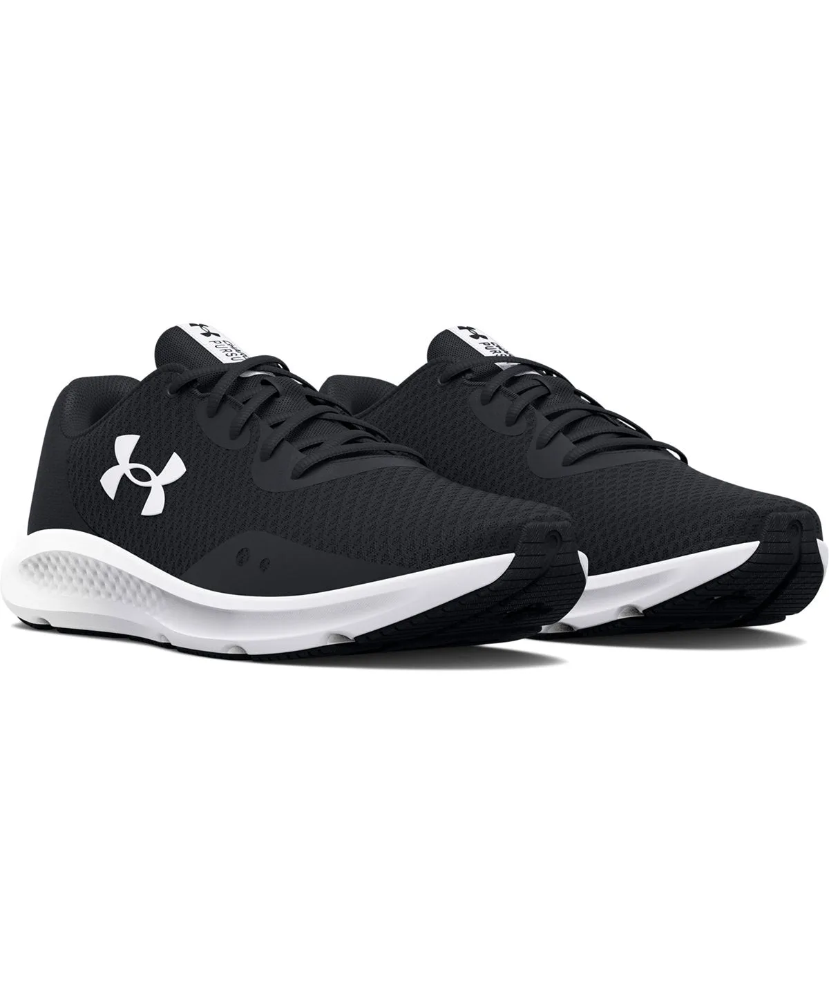 UA womens charged pursuit 3 trainers | Black/Black/Black