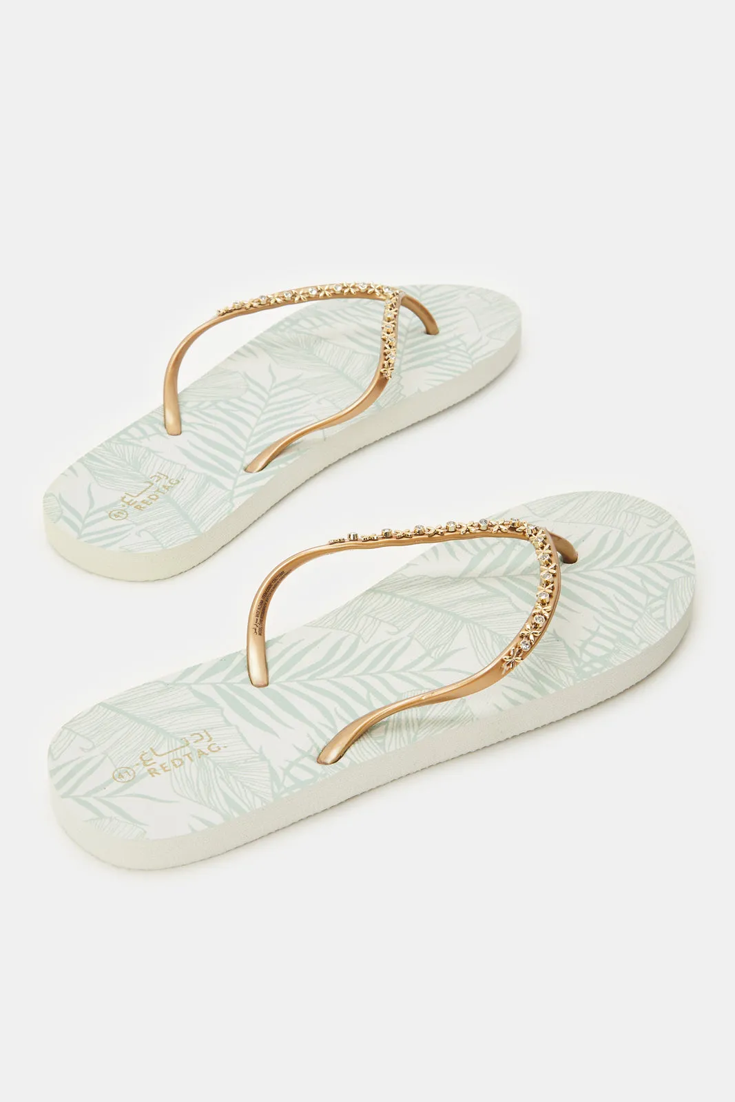 Women Gold Embellished Flip Flop