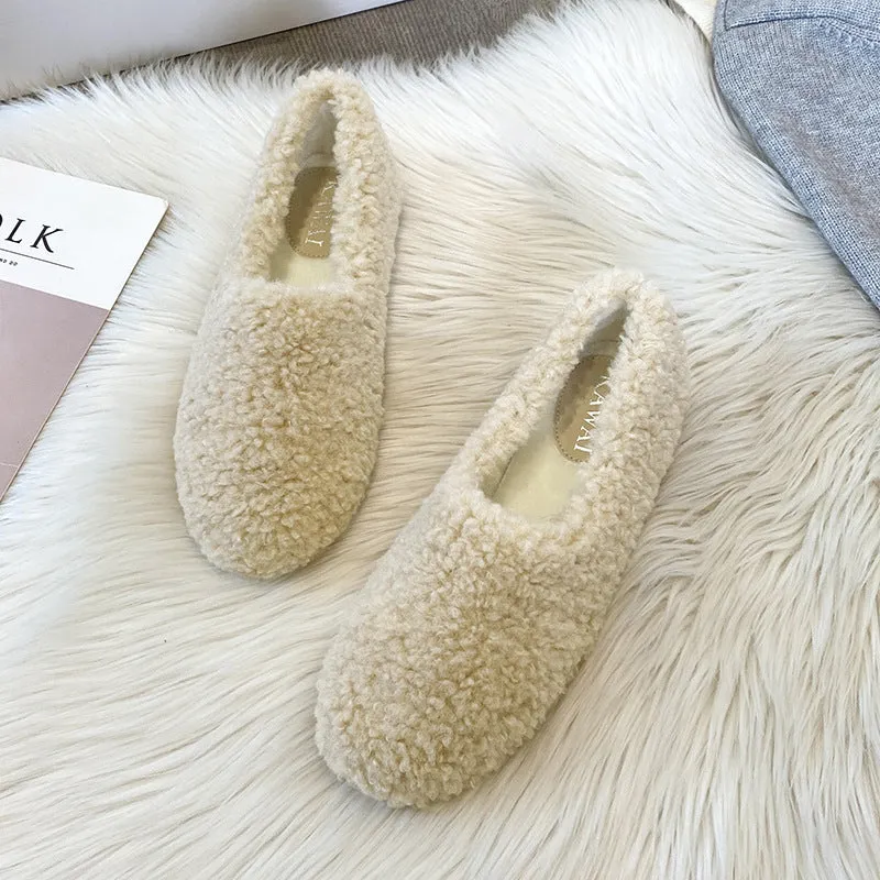 Women's Faux-Fur Loafers Winter Warm & Comfortable Plush Shoes