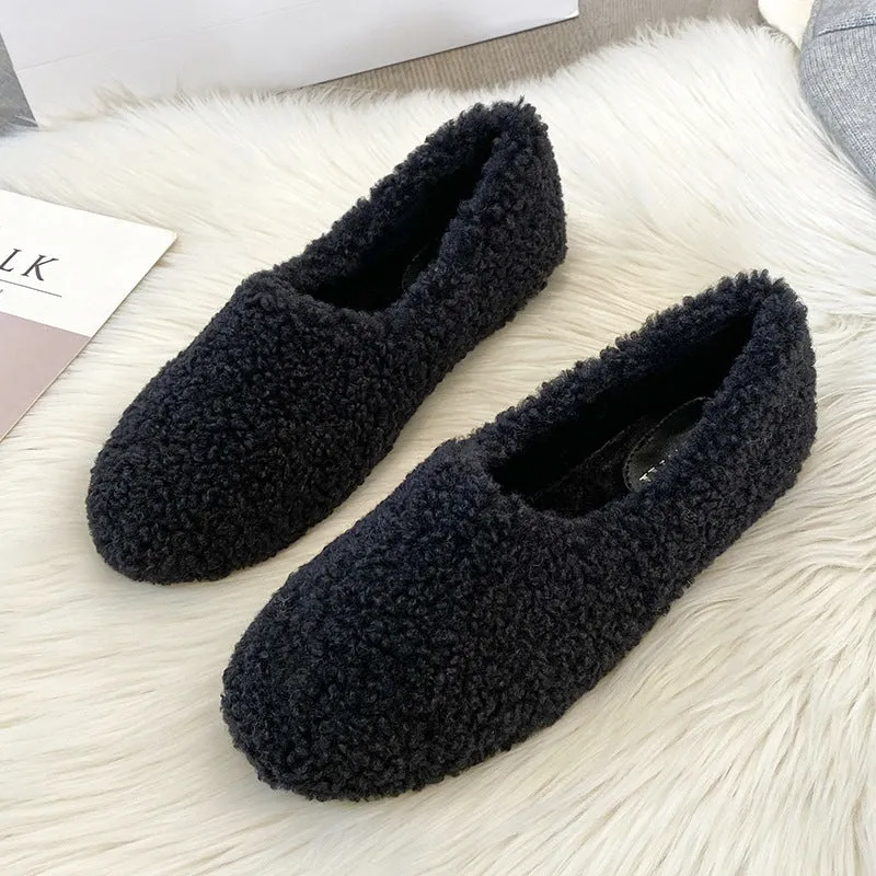 Women's Faux-Fur Loafers Winter Warm & Comfortable Plush Shoes