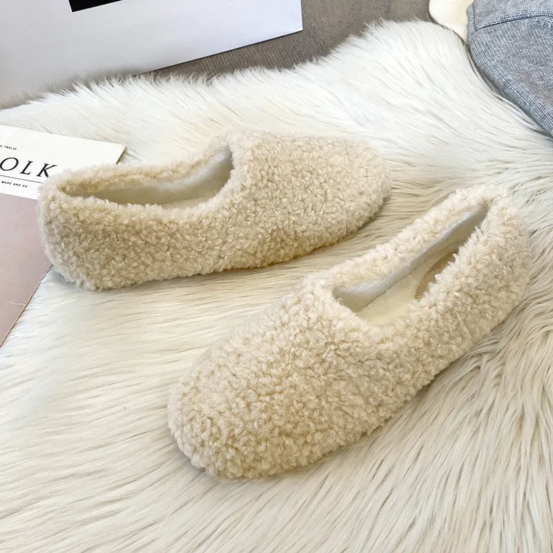 Women's Faux-Fur Loafers Winter Warm & Comfortable Plush Shoes