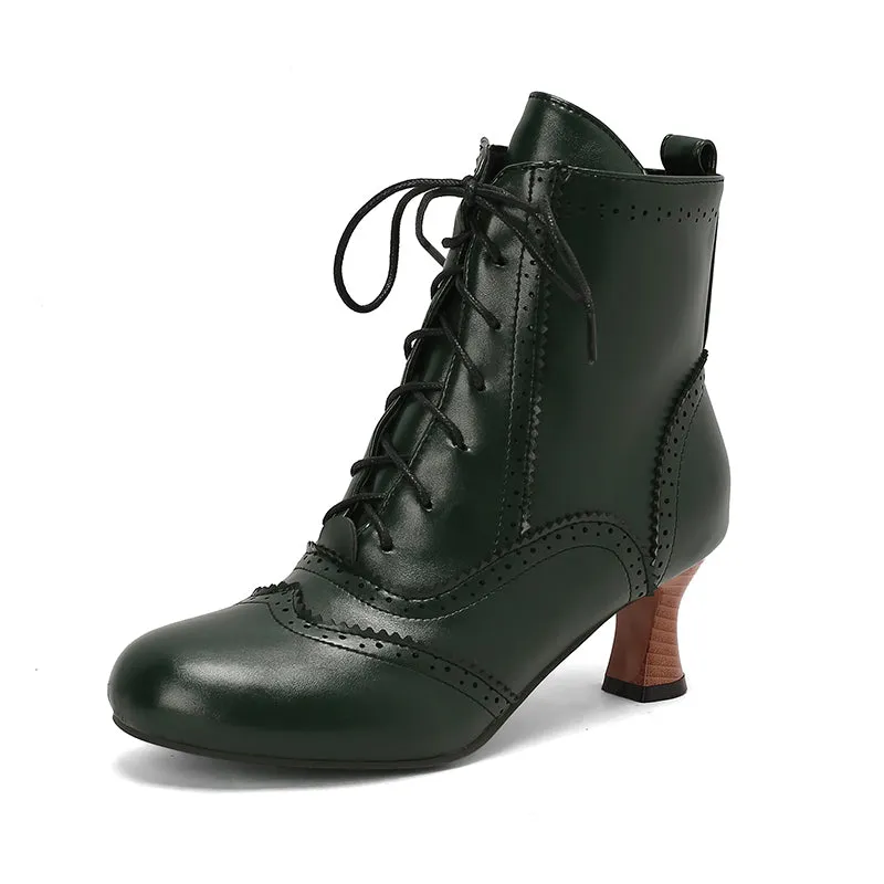 Women's Victorian-Style Lace-Up Ankle Zip Boots