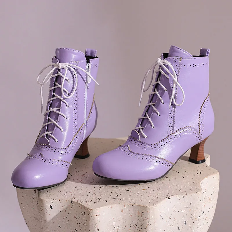 Women's Victorian-Style Lace-Up Ankle Zip Boots