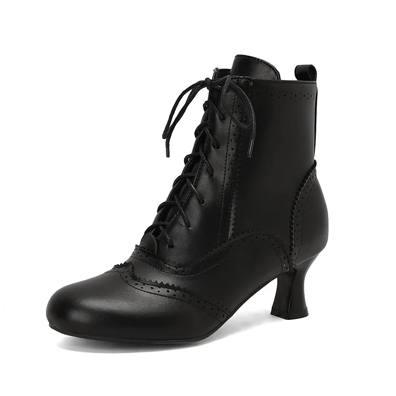 Women's Victorian-Style Lace-Up Ankle Zip Boots