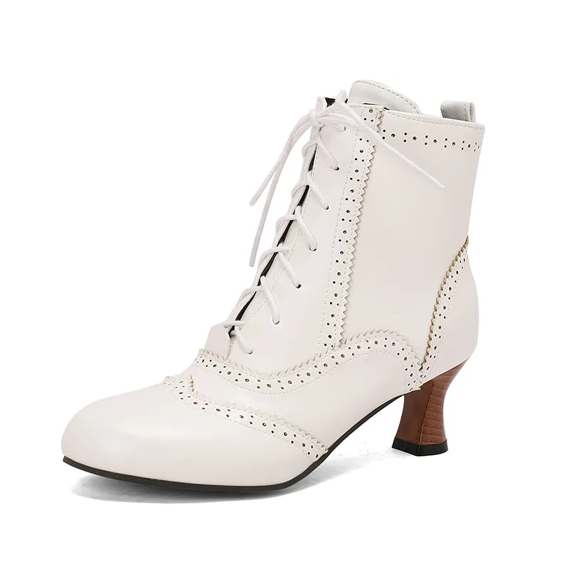 Women's Victorian-Style Lace-Up Ankle Zip Boots