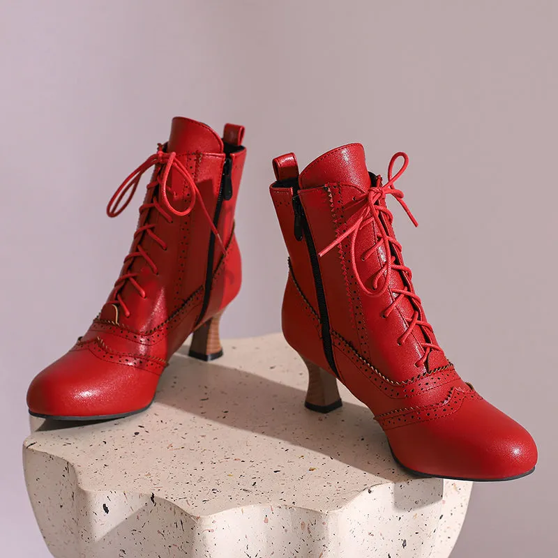 Women's Victorian-Style Lace-Up Ankle Zip Boots