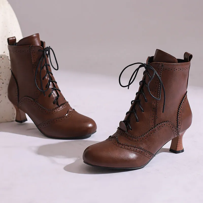 Women's Victorian-Style Lace-Up Ankle Zip Boots