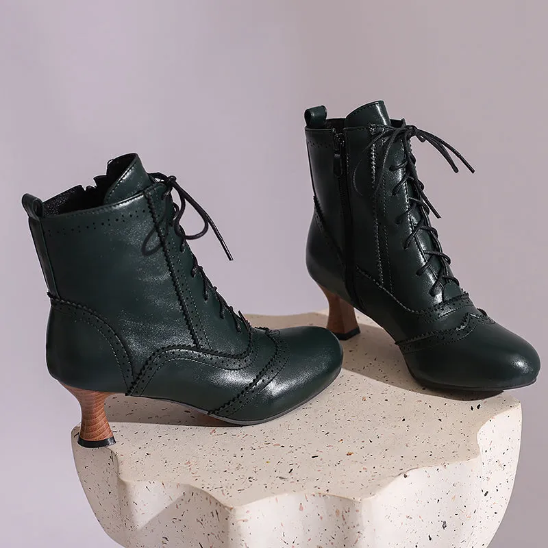 Women's Victorian-Style Lace-Up Ankle Zip Boots