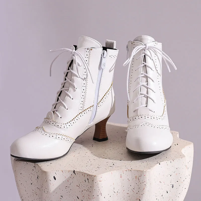 Women's Victorian-Style Lace-Up Ankle Zip Boots