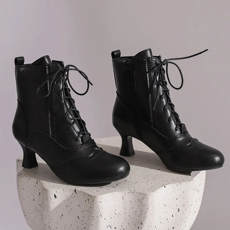 Women's Victorian-Style Lace-Up Ankle Zip Boots