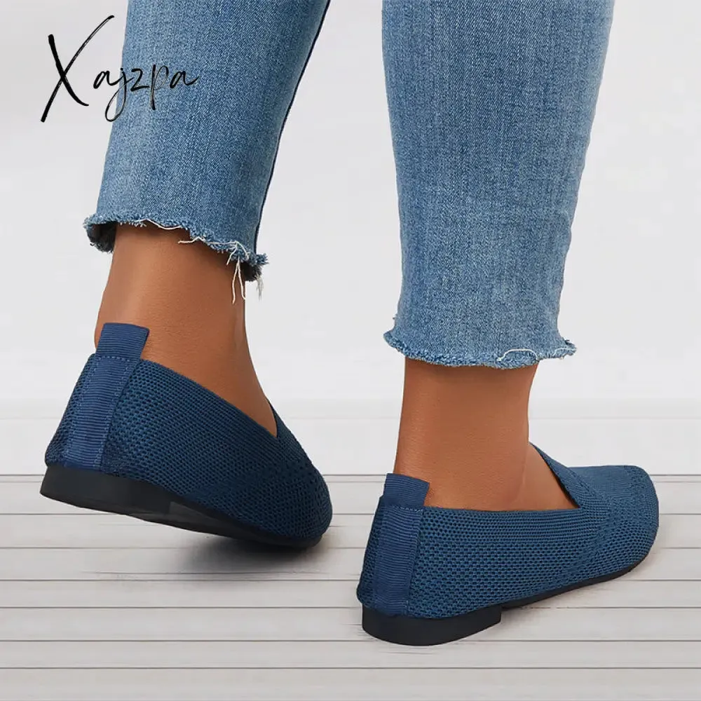 Xajzpa - Women's Pointed Toe Soft Knit Slip on Flats Breathable Loafers Shoes