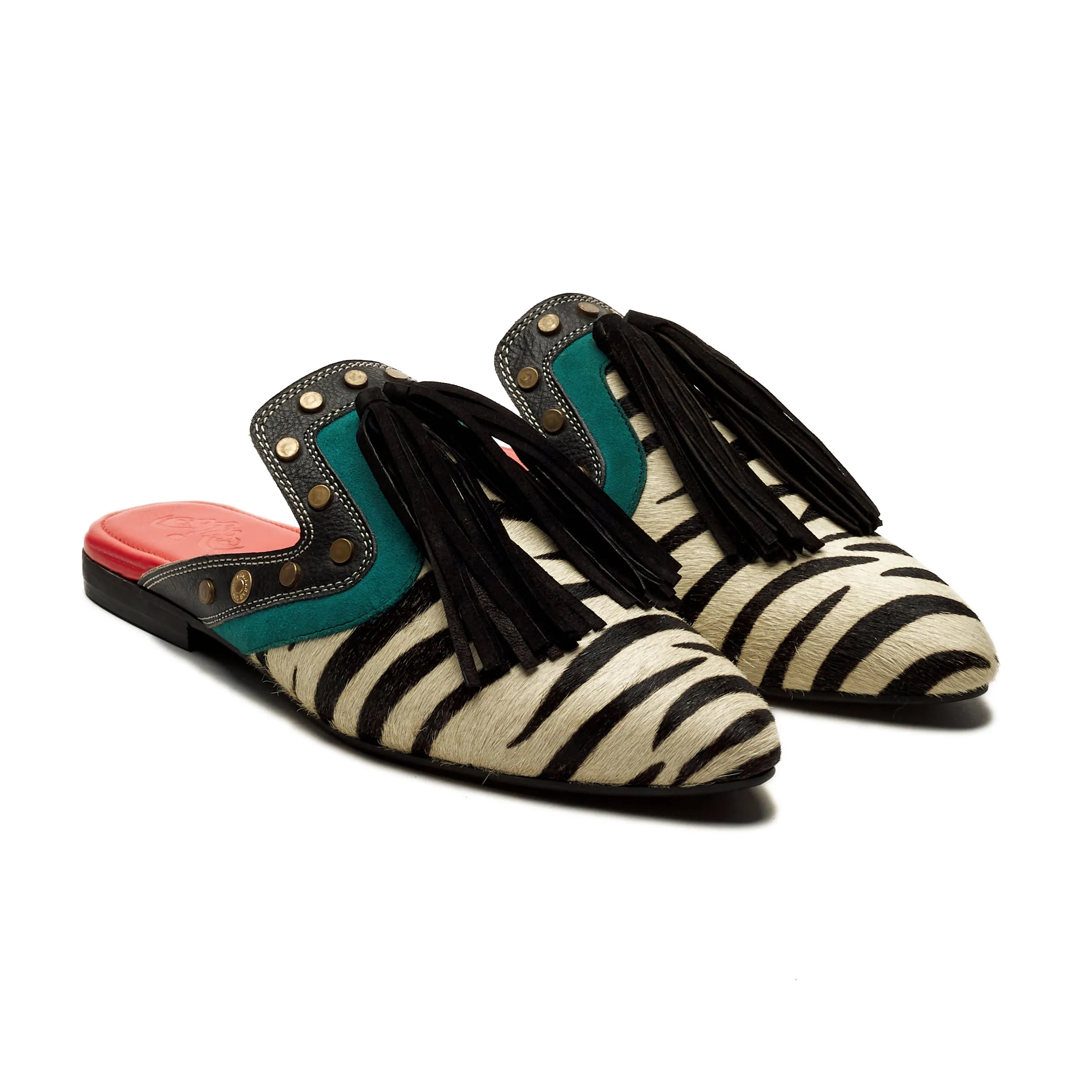 Zebra Cone Mules Women